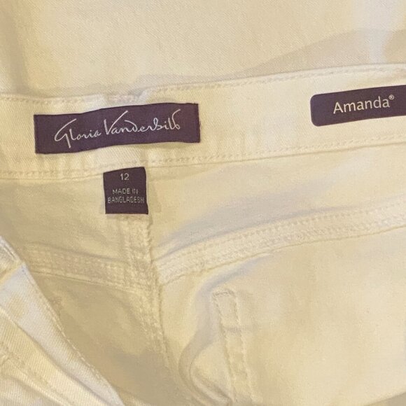 Gloria Vanderbilt Amanda Cropped White Jeans Sz 12 #330E - Picture 5 of 7